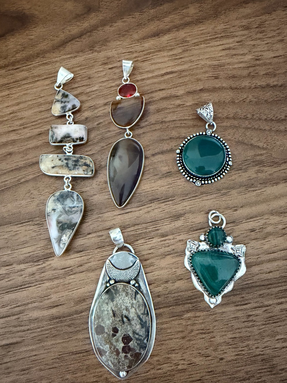 Handcrafted Green and Natural Stone Pendant Collection - Women Jewelry